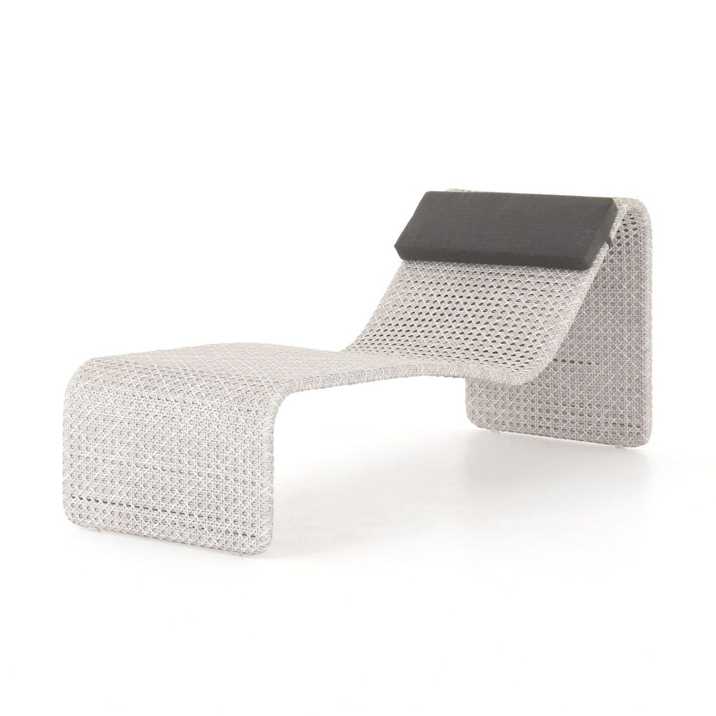 Paige Outdoor Woven Chaise, Brushed Grey