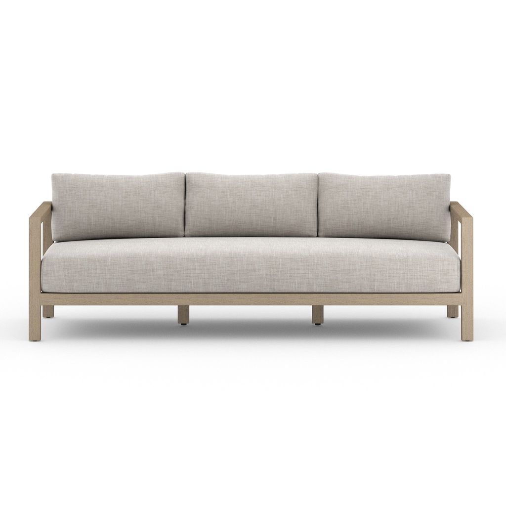 Sonoma Outdoor Sofa, Washed Brown 88", Stone Grey Cover