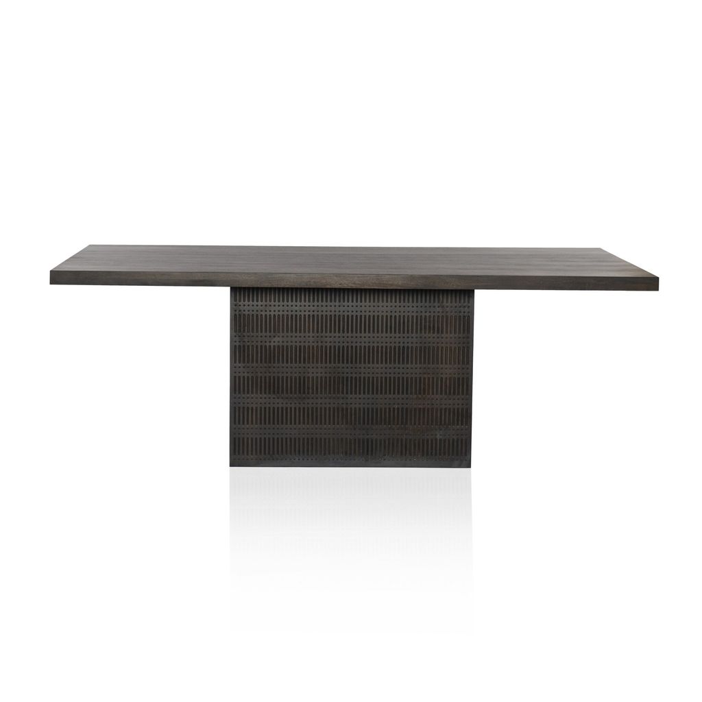 Kelby Dining Table, Carved Vintage Brown