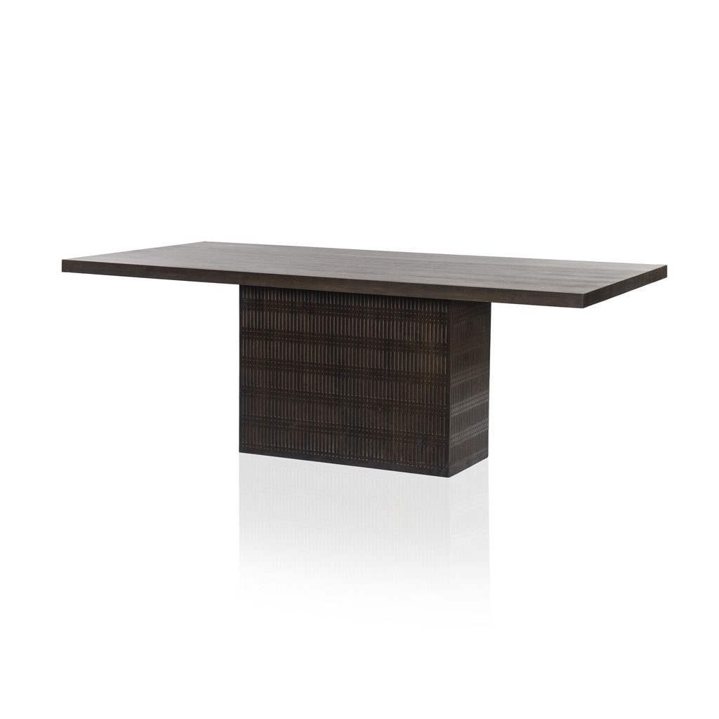 Kelby Dining Table, Carved Vintage Brown