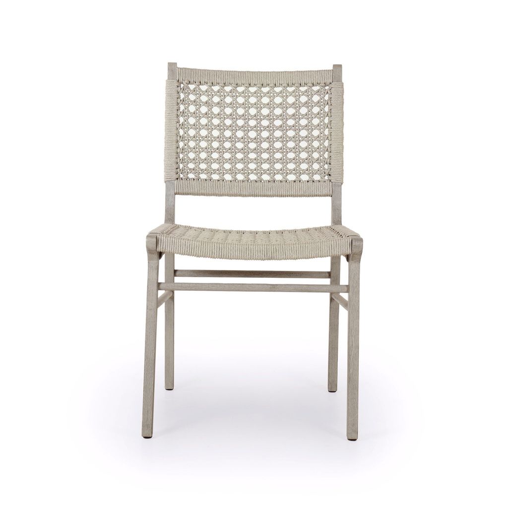 Delmar Outdoor Dining Chair, Weathered Grey And Ivory Rope Cover