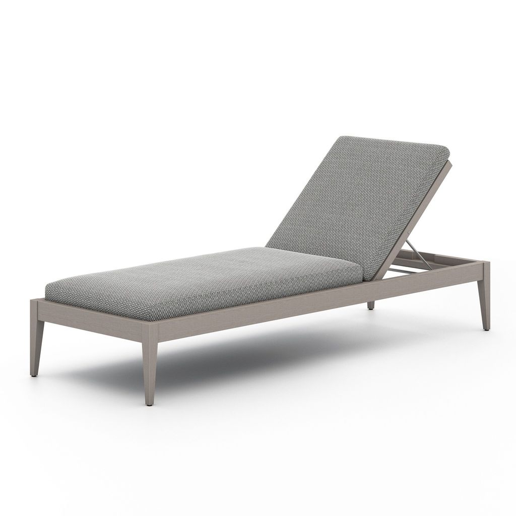 Sherwood Outdoor Chaise, Weathered Grey And Faye Ash Cushion