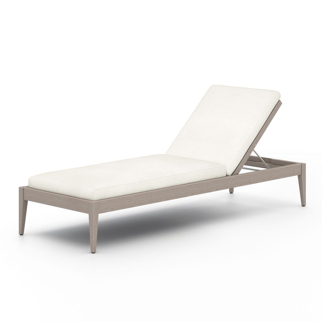 Sherwood Outdoor Chaise, Weathered Grey And Natural Ivory Cushion