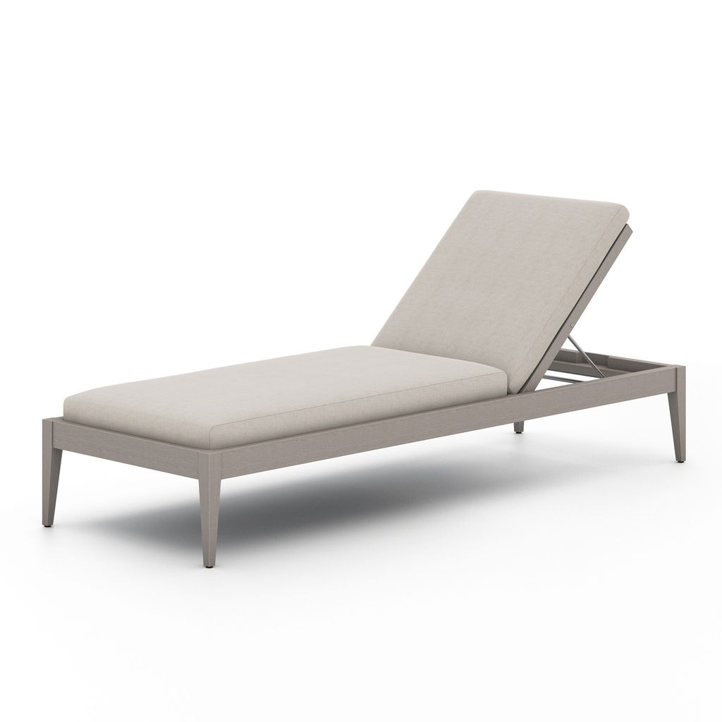 Sherwood Outdoor Chaise, Weathered Grey And Stone Grey Cushion