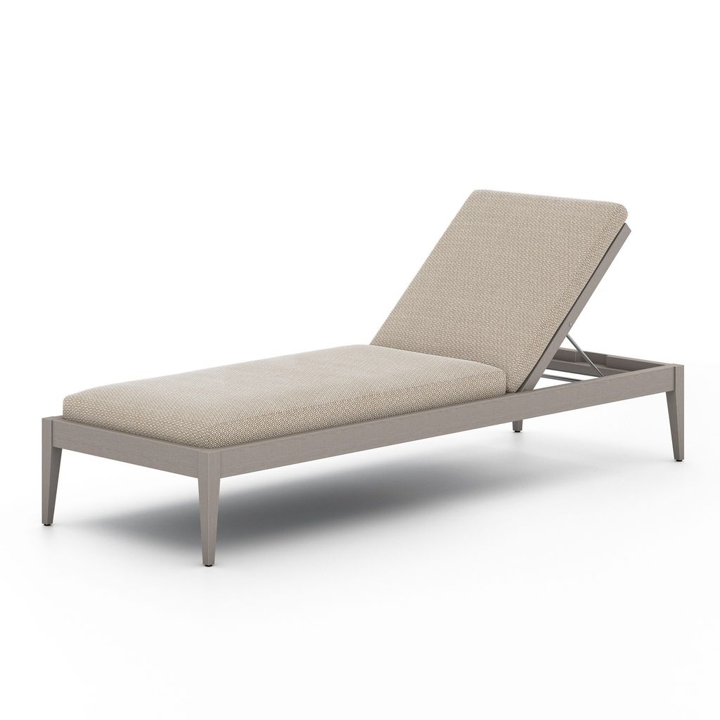 Sherwood Outdoor Chaise, Weathered Grey And Faye Sand Cushion