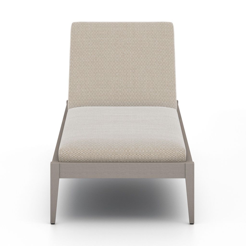 Sherwood Outdoor Chaise, Weathered Grey And Faye Sand Cushion