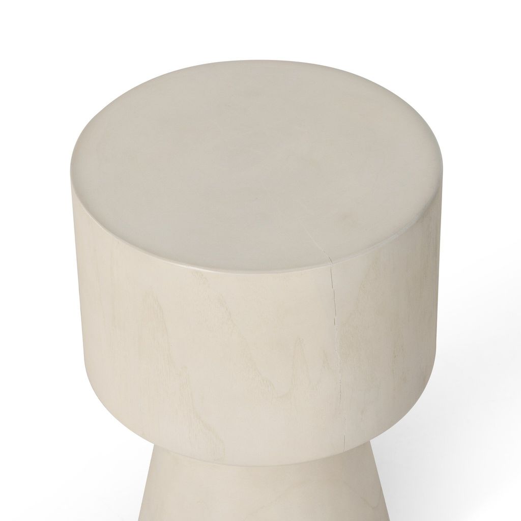 Jovie Outdoor End Table, Ivory Teak