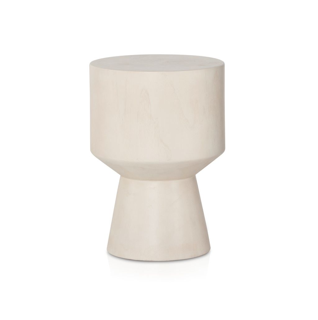 Jovie Outdoor End Table, Ivory Teak