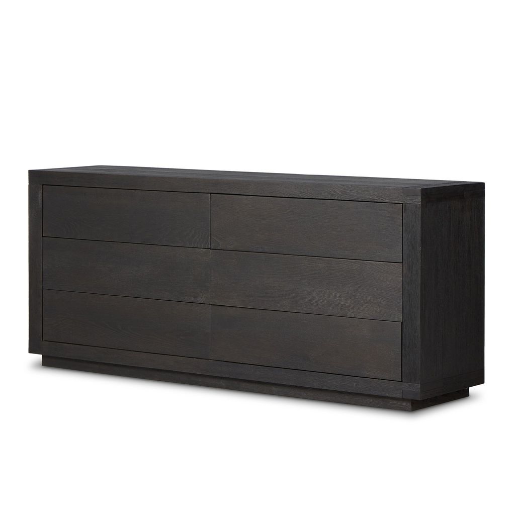 Warby 6 Drawer Dresser, Worn Black Oak Veneer