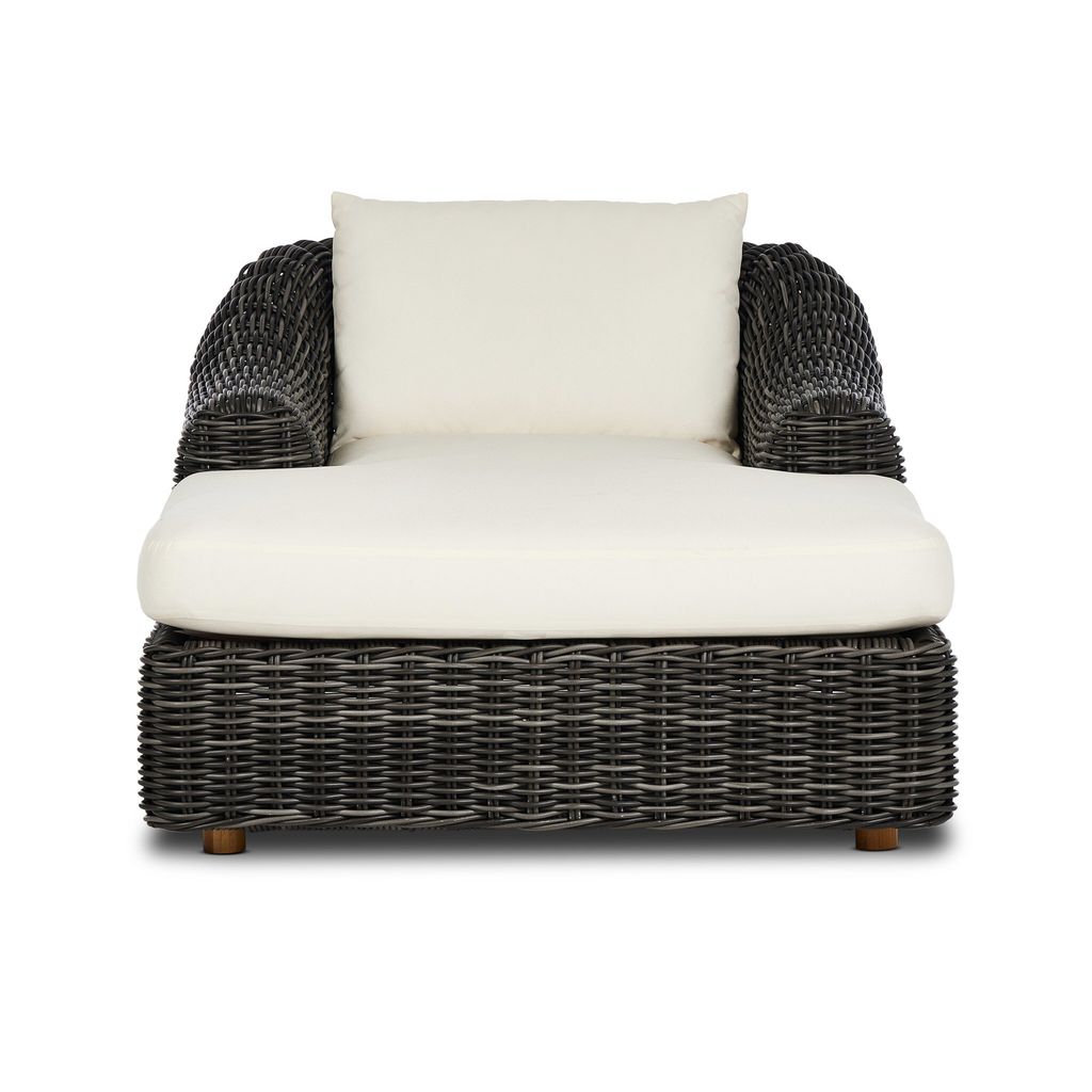Messina Outdoor Chaise Lounge, Chunky Charcoal Woven