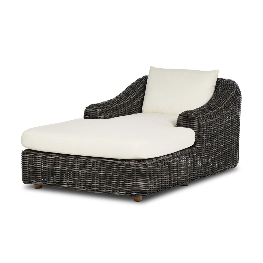 Messina Outdoor Chaise Lounge, Chunky Charcoal Woven