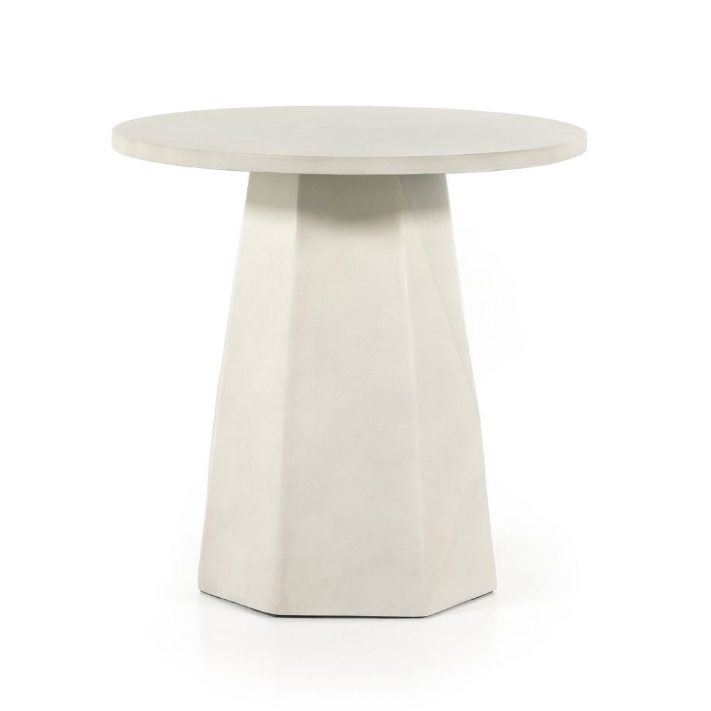 White Concrete Outdoor End Table