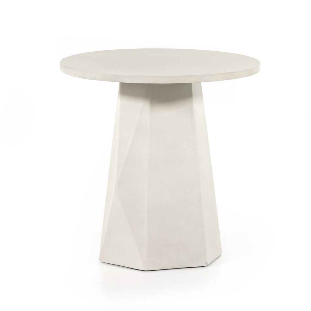 White Concrete Outdoor End Table