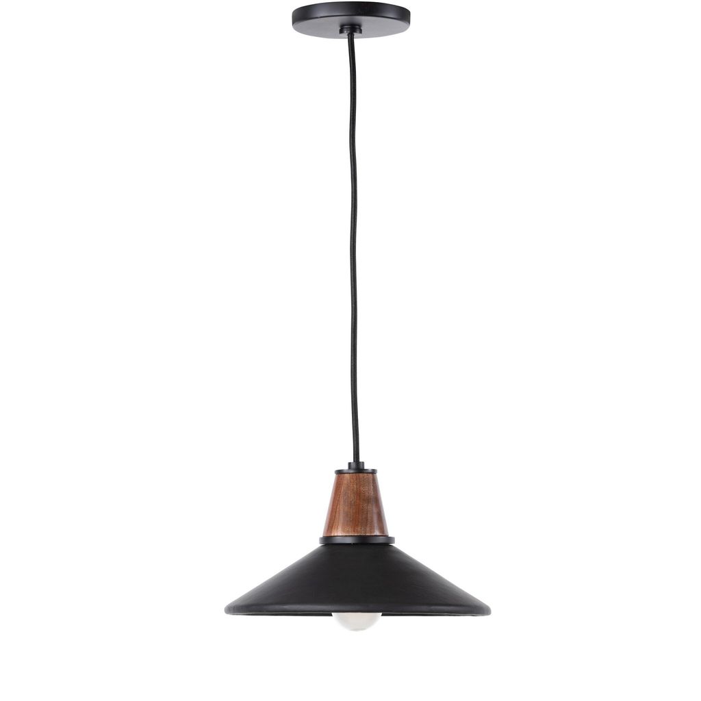 Cullen Pendant, Black Leather Shade