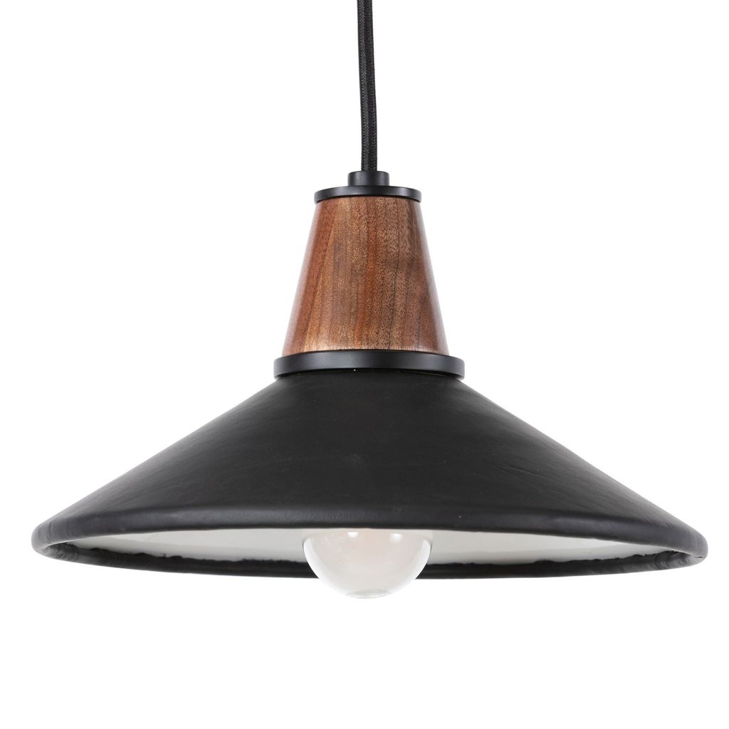Cullen Pendant, Black Leather Shade