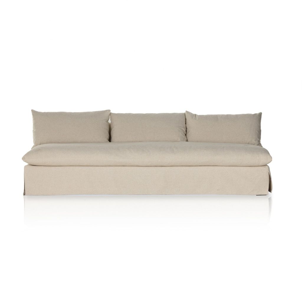 Build Your Own: Grant Slipcover Sectional Armless Sofa 94", Antwerp Natural Cover