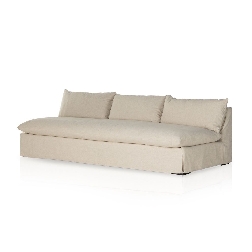 Build Your Own: Grant Slipcover Sectional Armless Sofa 94", Antwerp Natural Cover