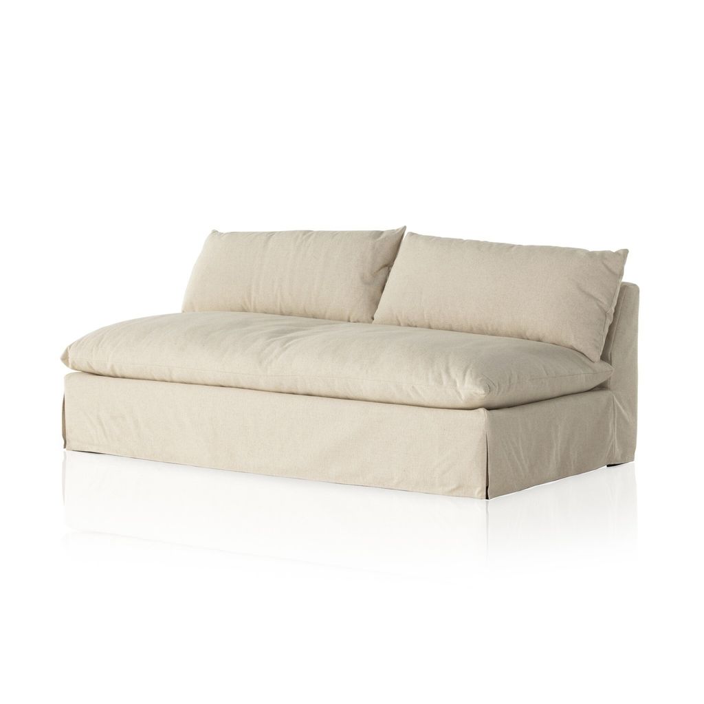 Build Your Own: Grant Slipcover Sectional Armless Sofa 74", Antwerp Natural Cover