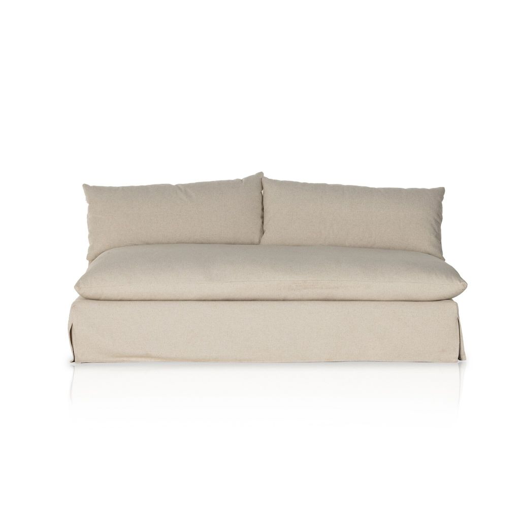 Build Your Own: Grant Slipcover Sectional Armless Sofa 74", Antwerp Natural Cover
