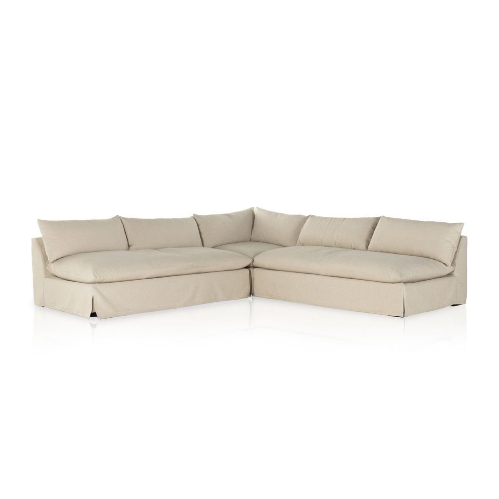 Grant Slipcover 3-Piece Sectional 114", Antwerp Natural Cover