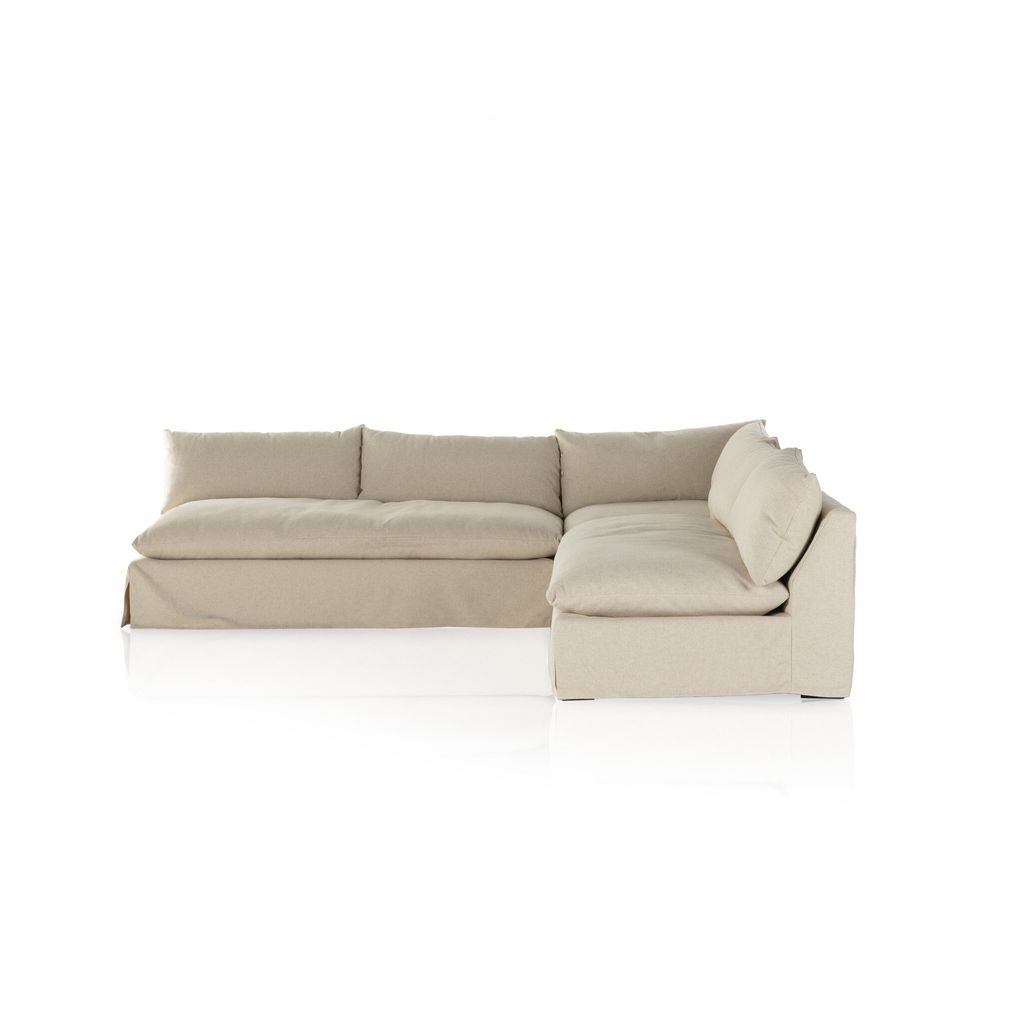 Grant Slipcover 3-Piece Sectional 114", Antwerp Natural Cover
