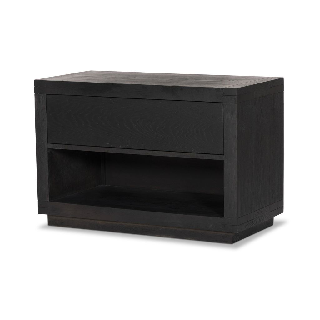 Warby Nightstand, Worn Black Oak Veneer