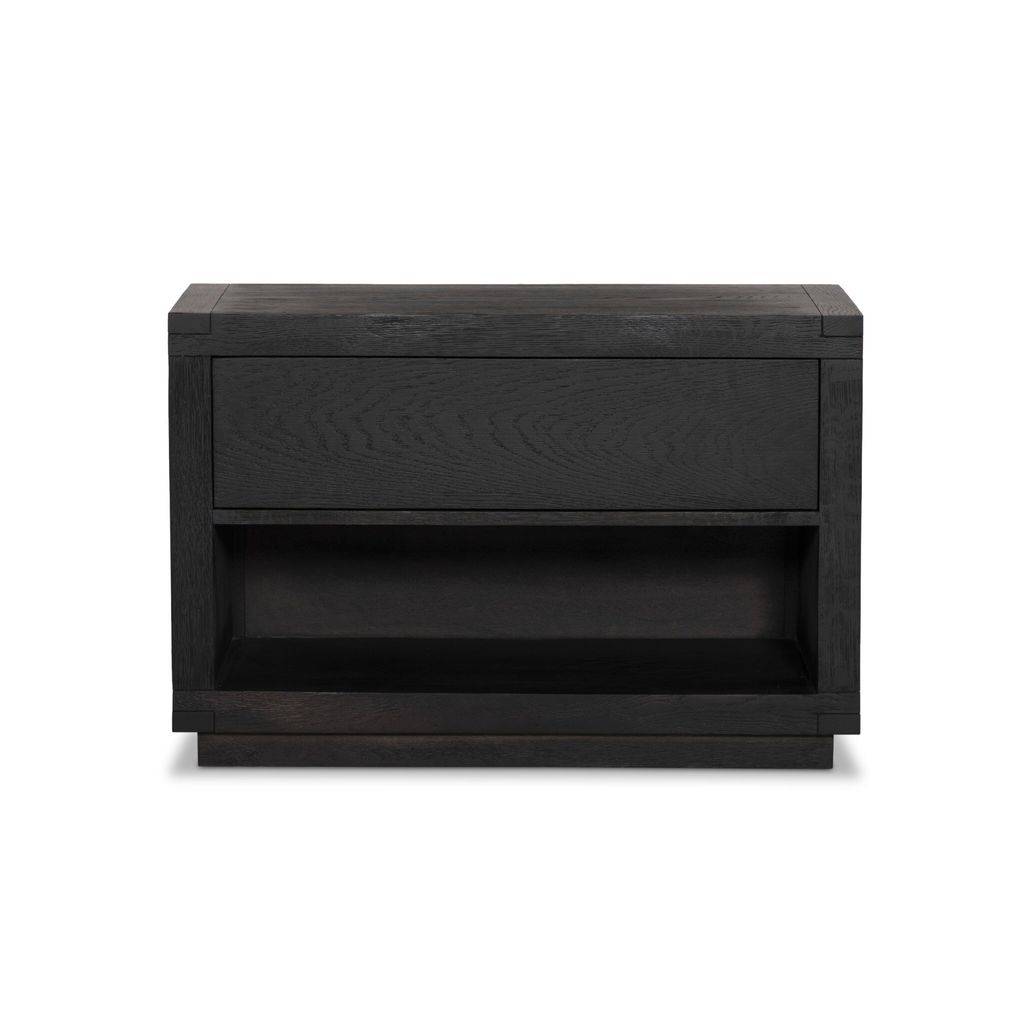 Warby Nightstand, Worn Black Oak Veneer
