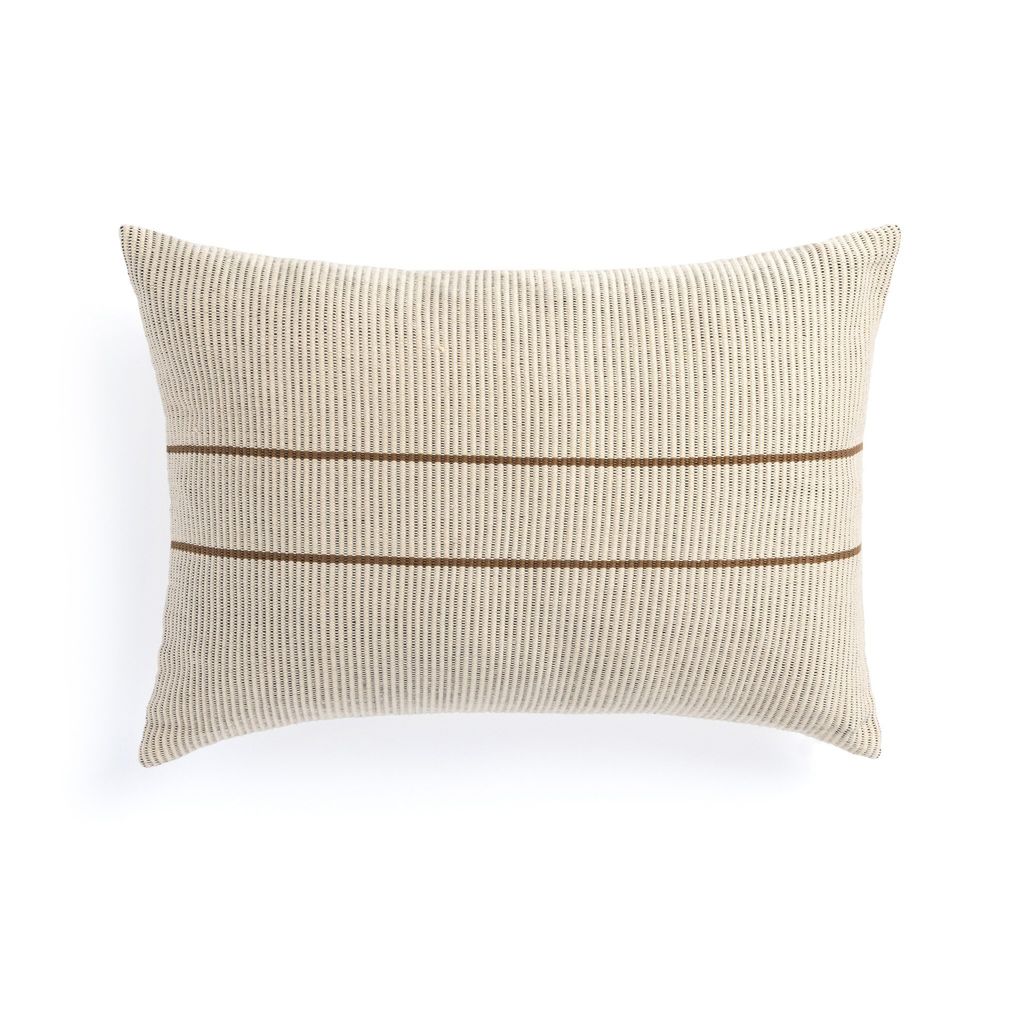 Handwoven Merido Pillow Cover + Insert 14" X 20", Beige