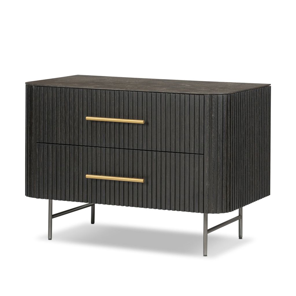 Fletcher Large Nightstand, Distressed Black Oak