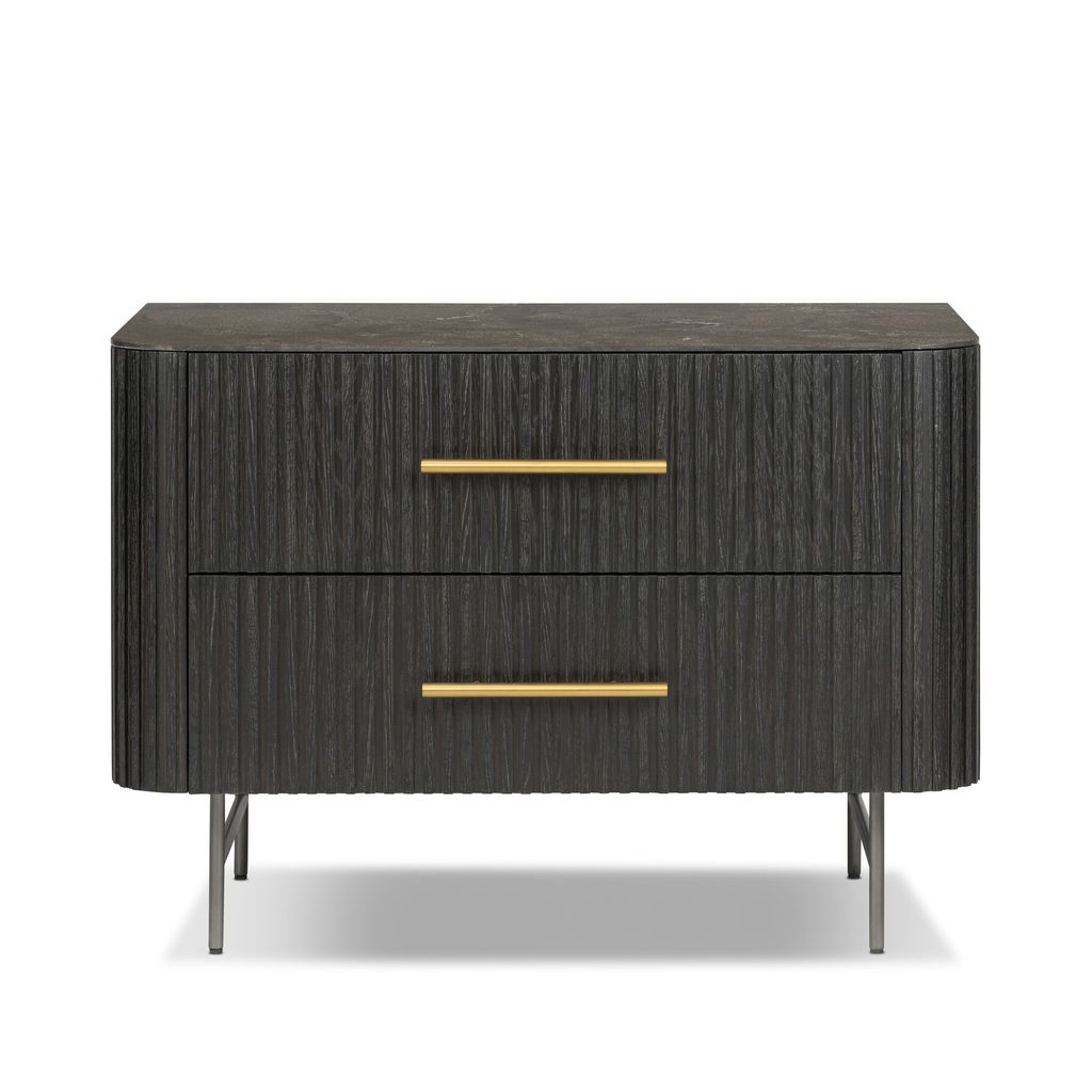 Fletcher Large Nightstand, Distressed Black Oak