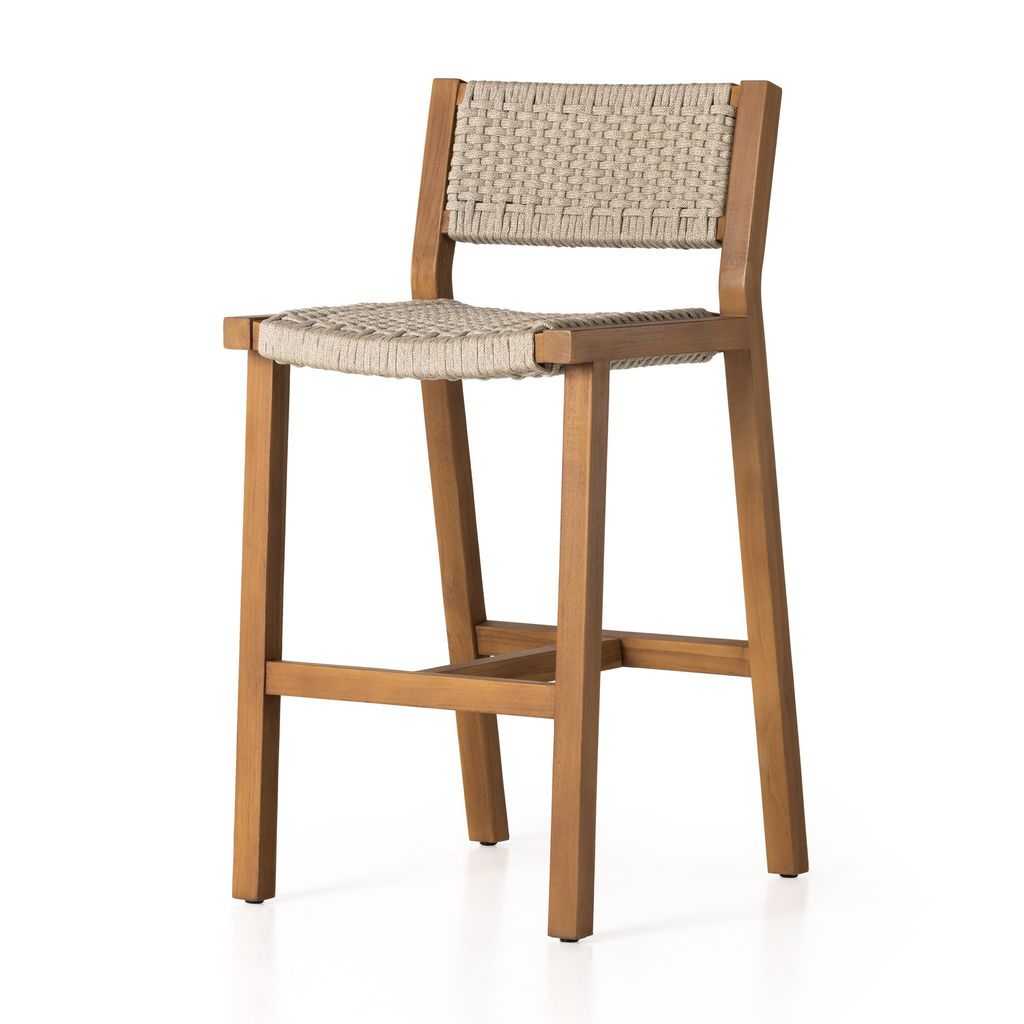 Delano Outdoor Bar Stool, Natural Teak
