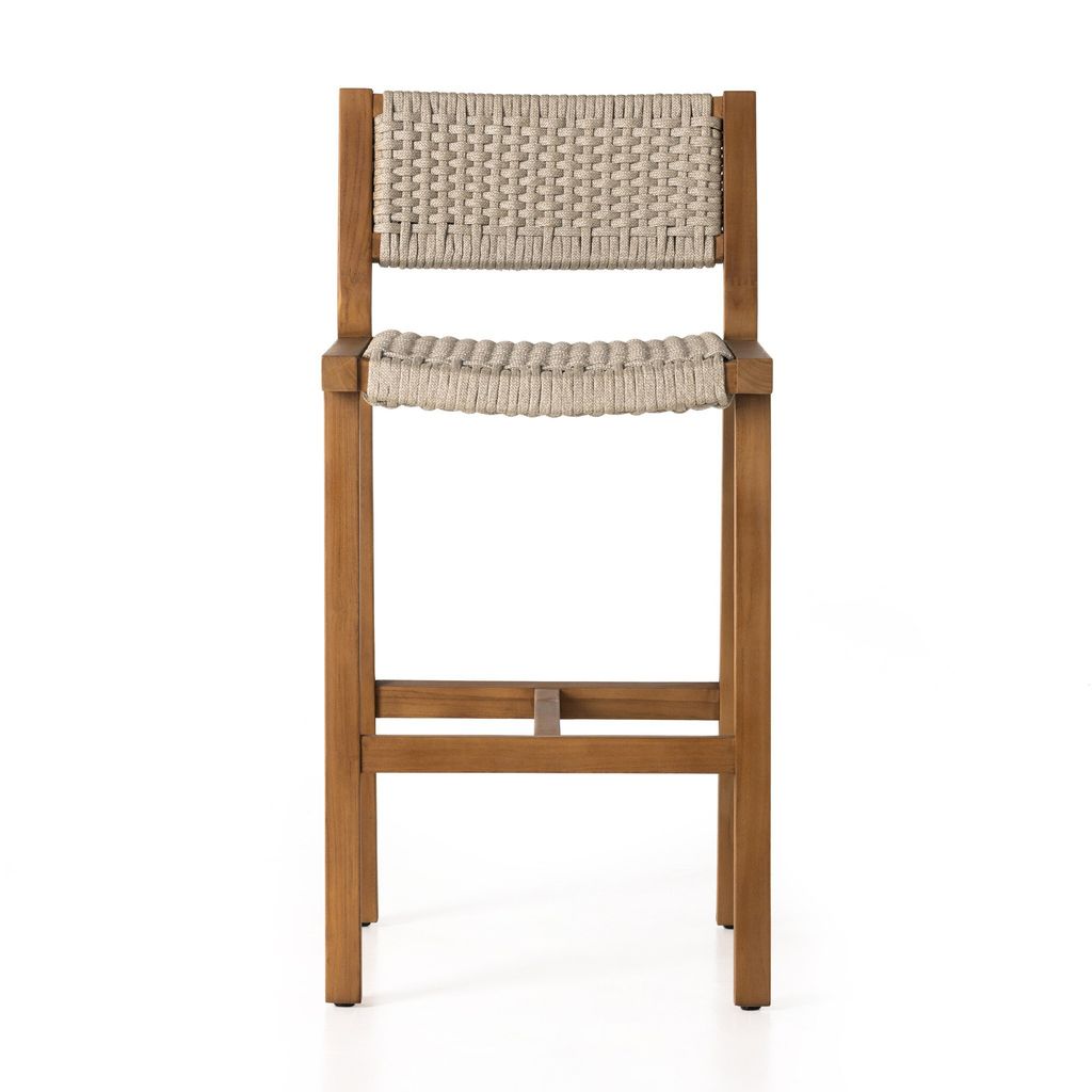 Delano Outdoor Bar Stool, Natural Teak