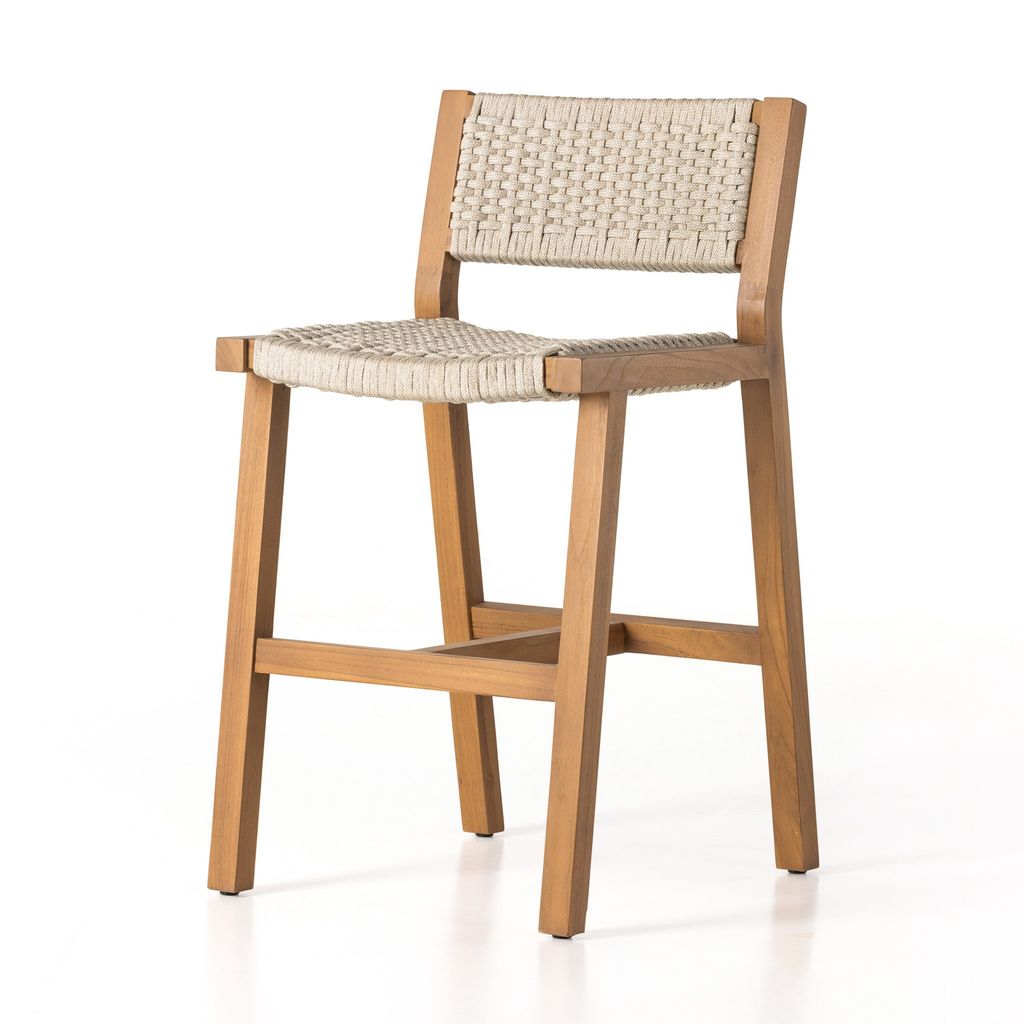 Delano Outdoor Counter Stool, Natural Teak