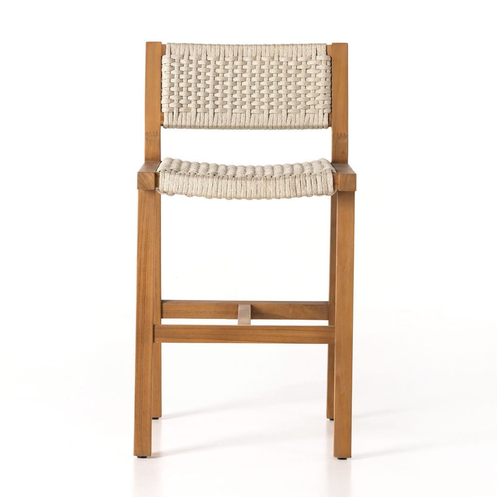 Delano Outdoor Counter Stool, Natural Teak