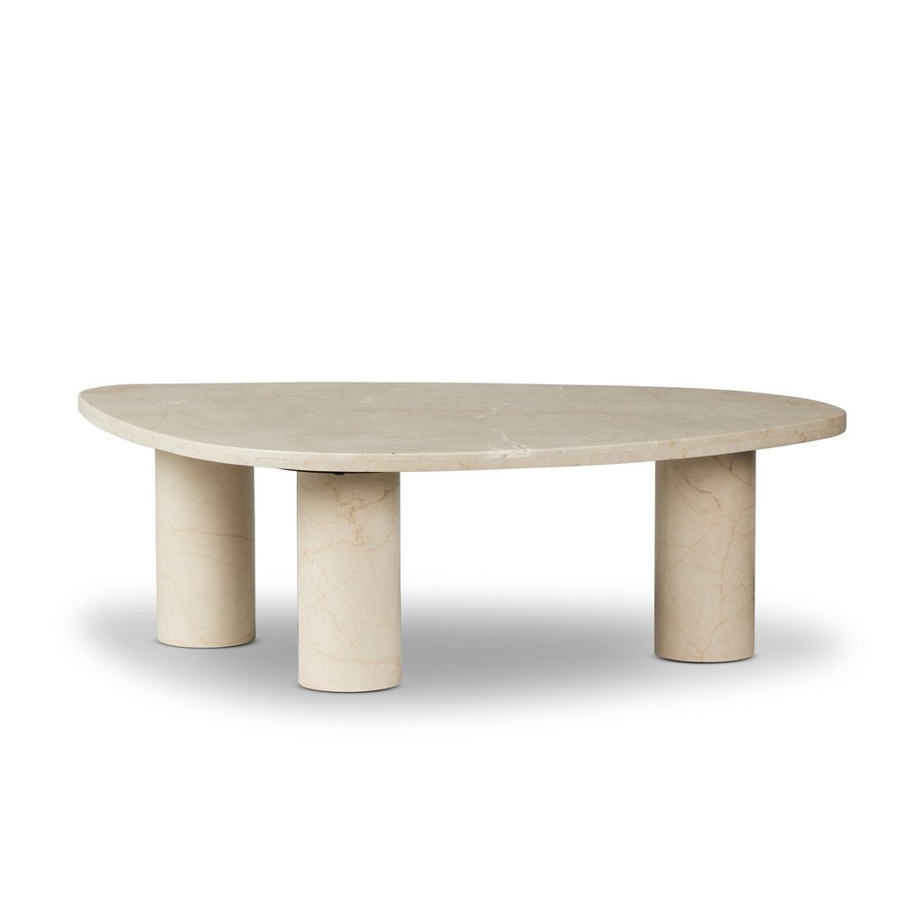 Preview image for Solid Cream Marble Freeform Pillar Leg Low Profile Coffee Table 48 inch