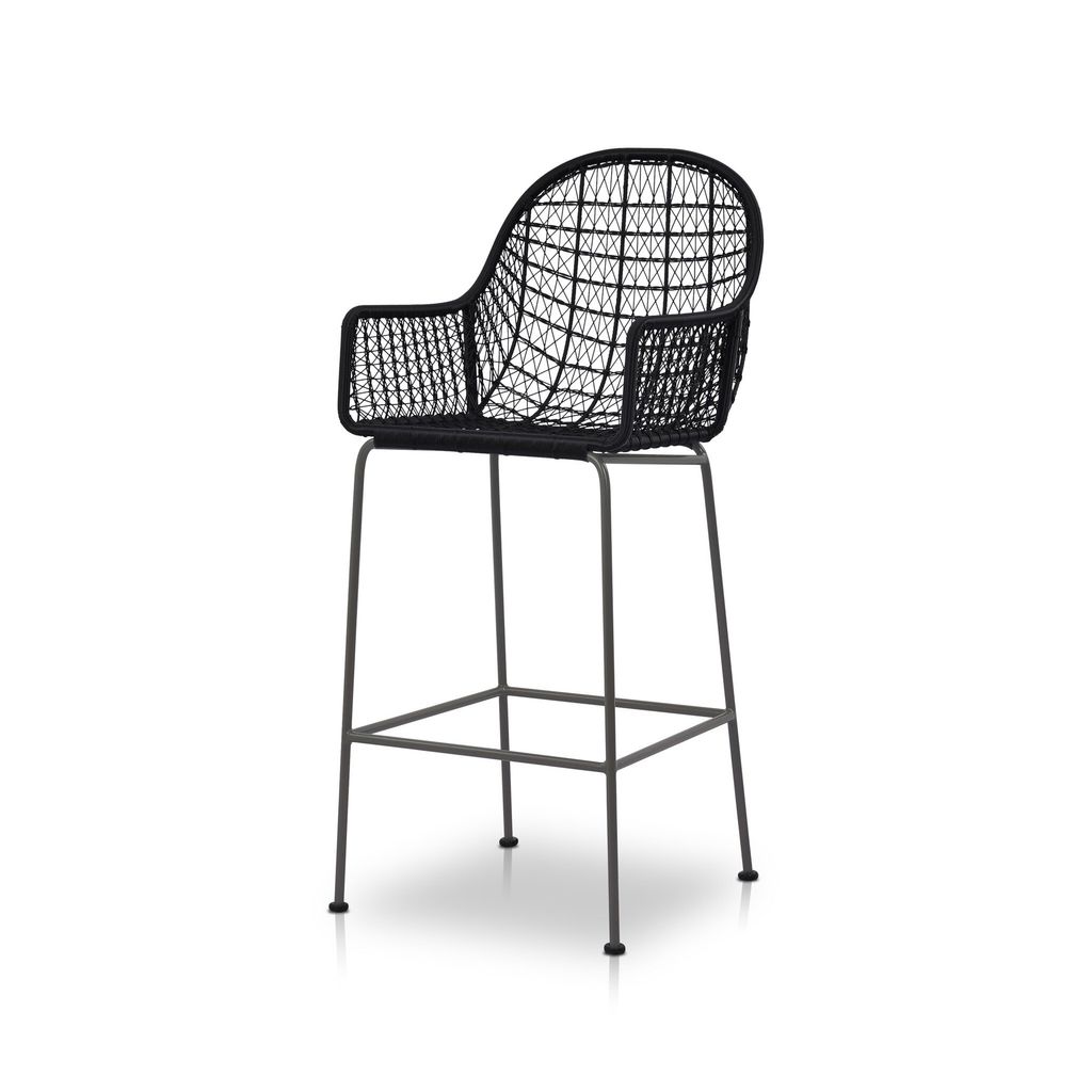 Bandera Outdoor Bar Stool, Smoke Black