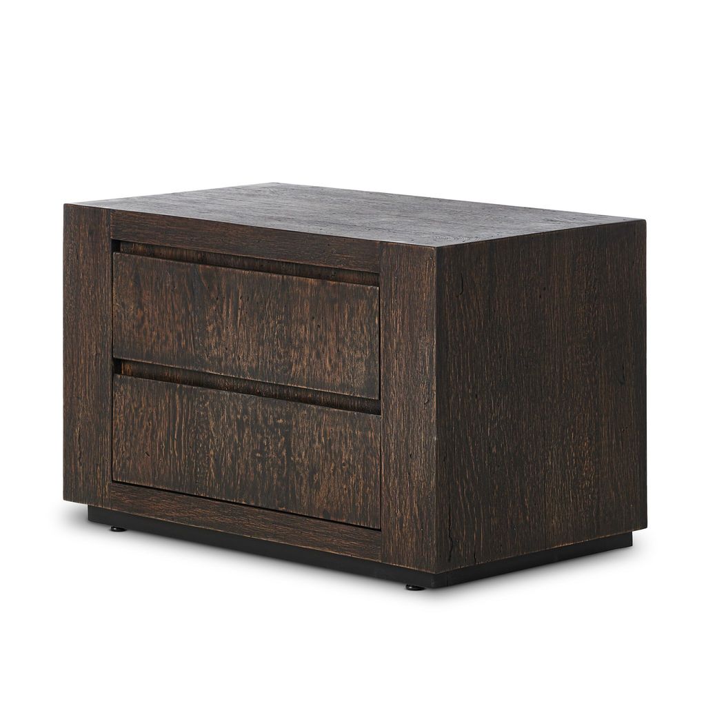 Abaso Nightstand, Ebony Rustic Wormwood Oak