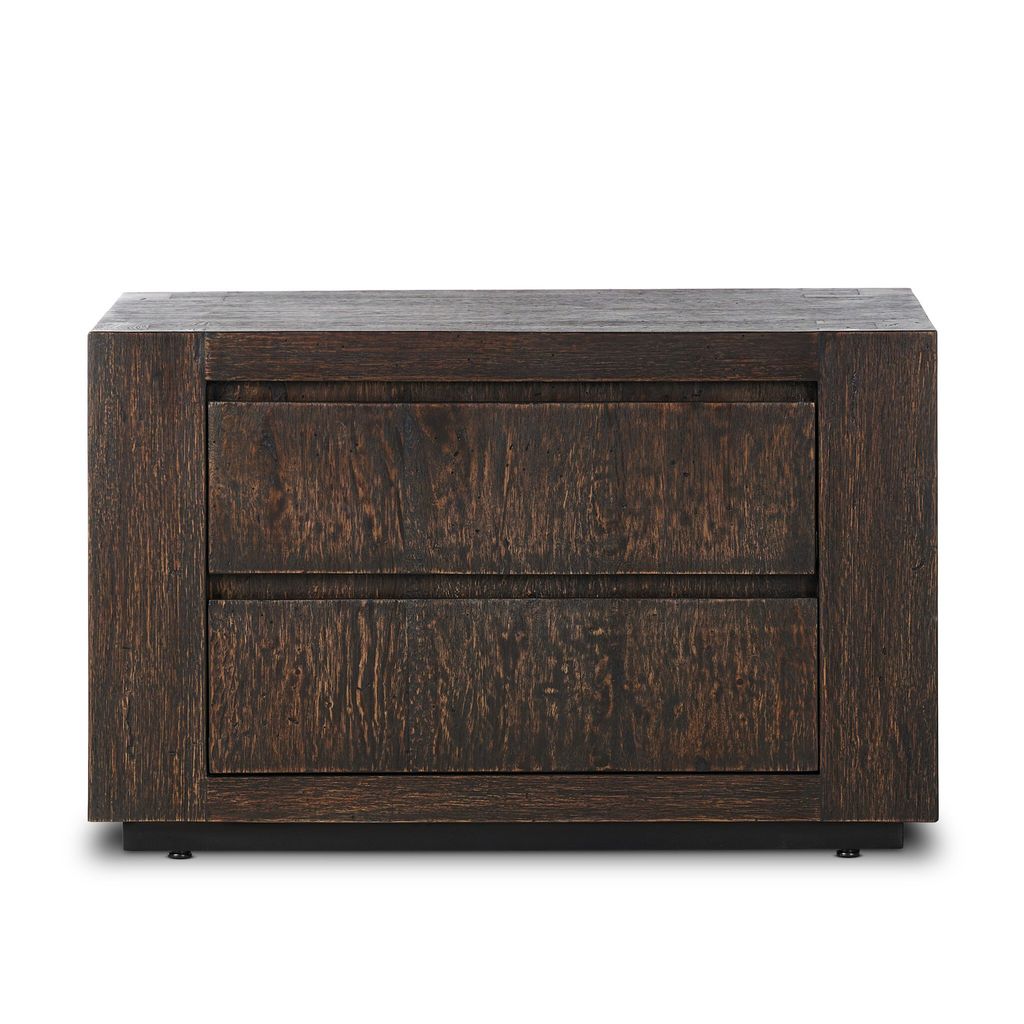 Abaso Nightstand, Ebony Rustic Wormwood Oak