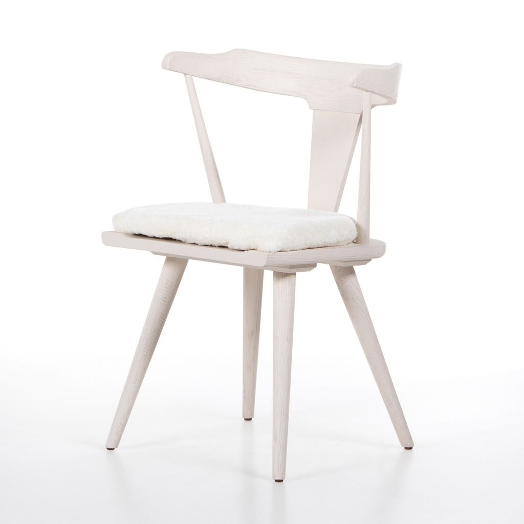 Ripley Dining Chair, Off White And Cream Shorn Sheepskin Cushion