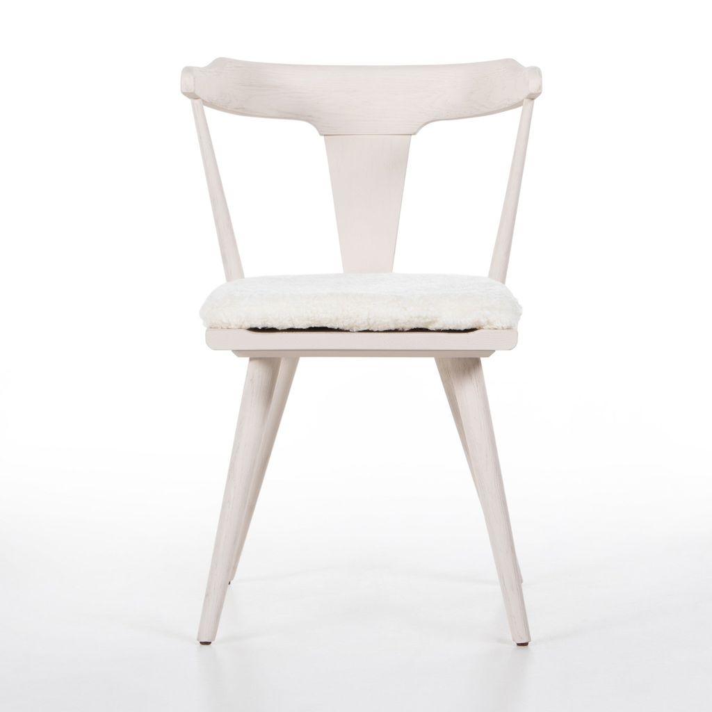Ripley Dining Chair, Off White And Cream Shorn Sheepskin Cushion