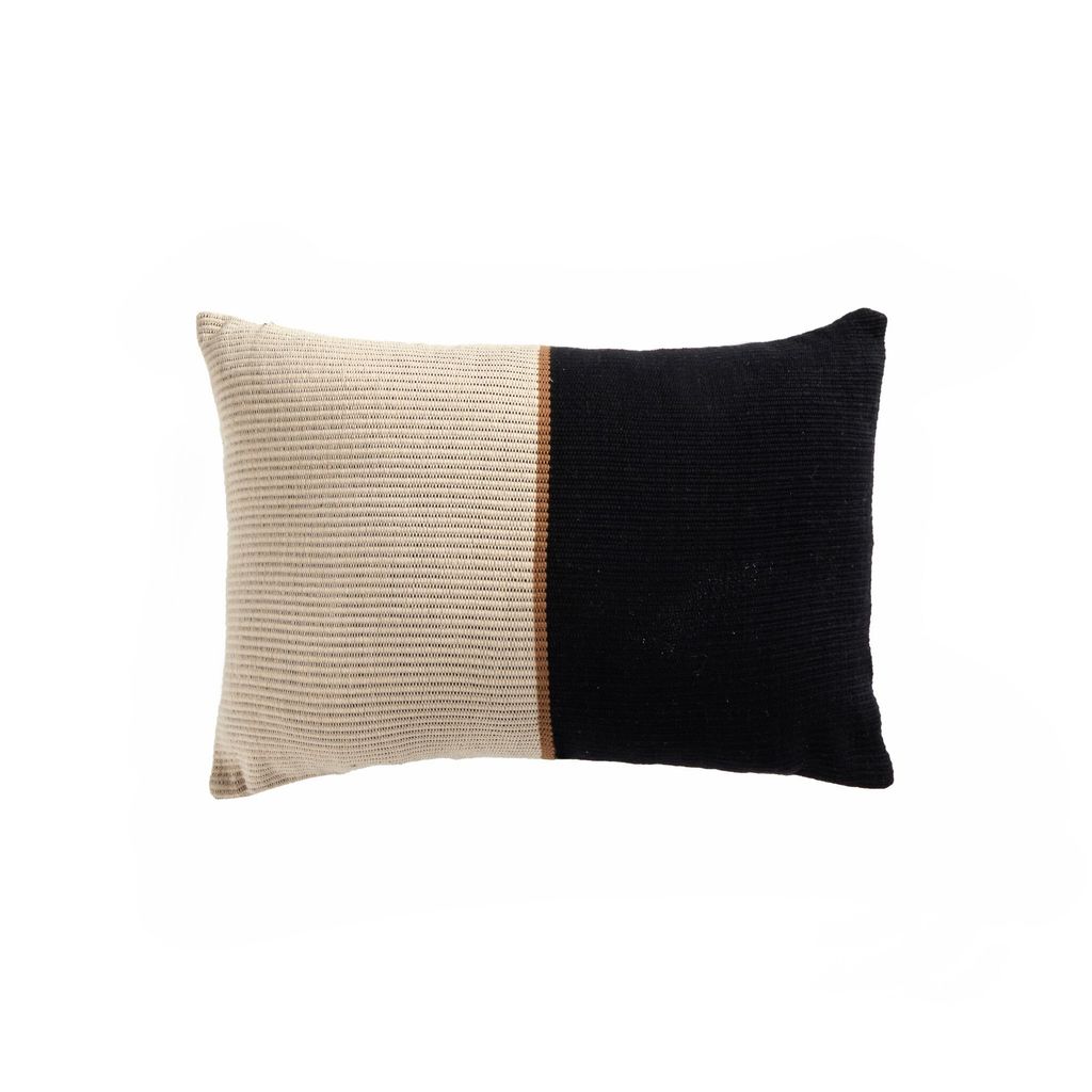 Handwoven Pillow Cover + Insert 14" X 20", Black