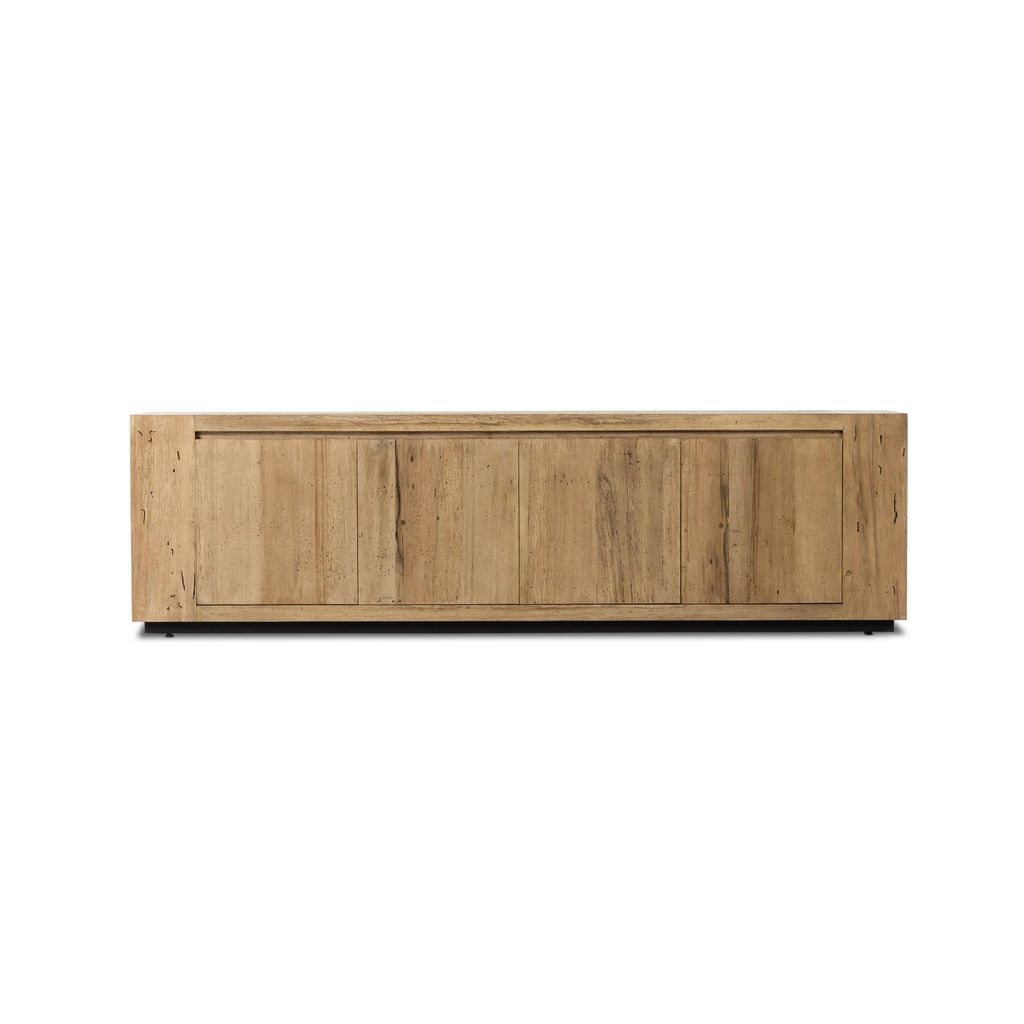 Preview image for Rustic Wormwood Oak Wood Media Console Storage Cabinet 95 inch