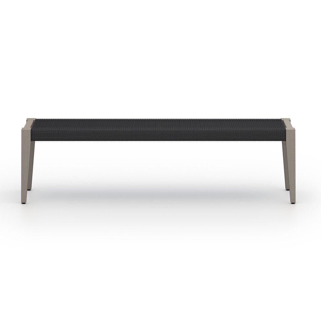 Sherwood Outdoor Dining Bench, Weathered Grey