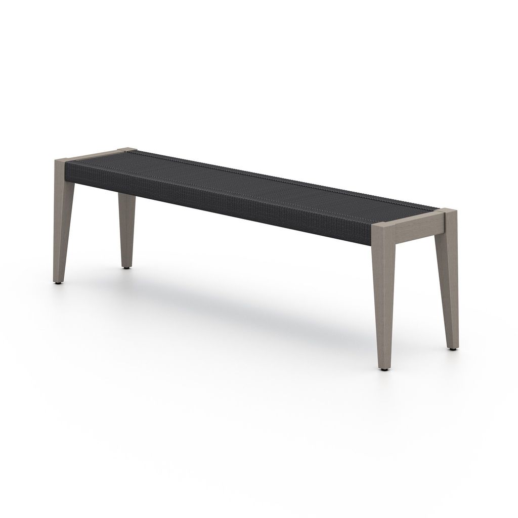 Sherwood Outdoor Dining Bench, Weathered Grey