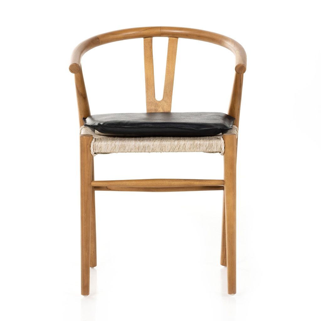 Muestra Dining Chair W/Cushion, Natural Teak And Pebble Black Cushion