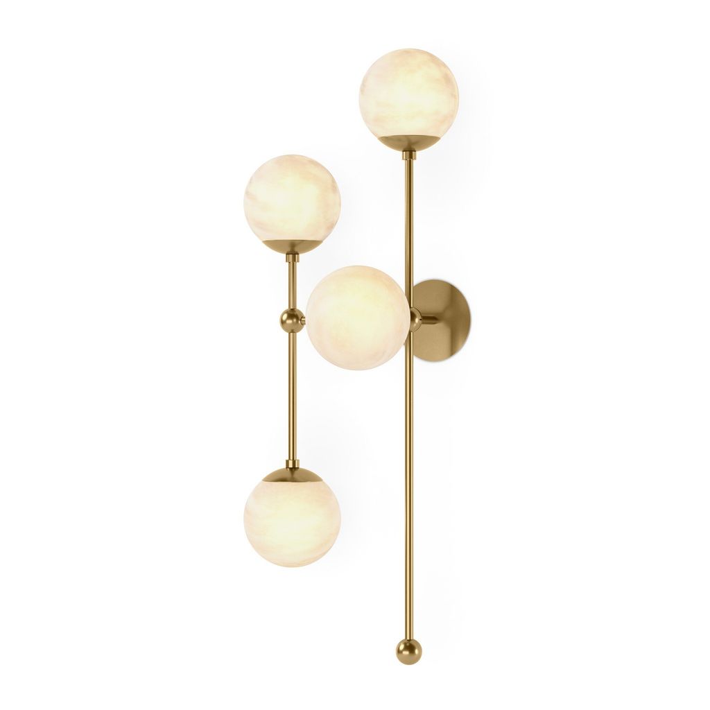 Armstrong 4 L Sconce, Burnished Brass And Marbled Matte Glass Style