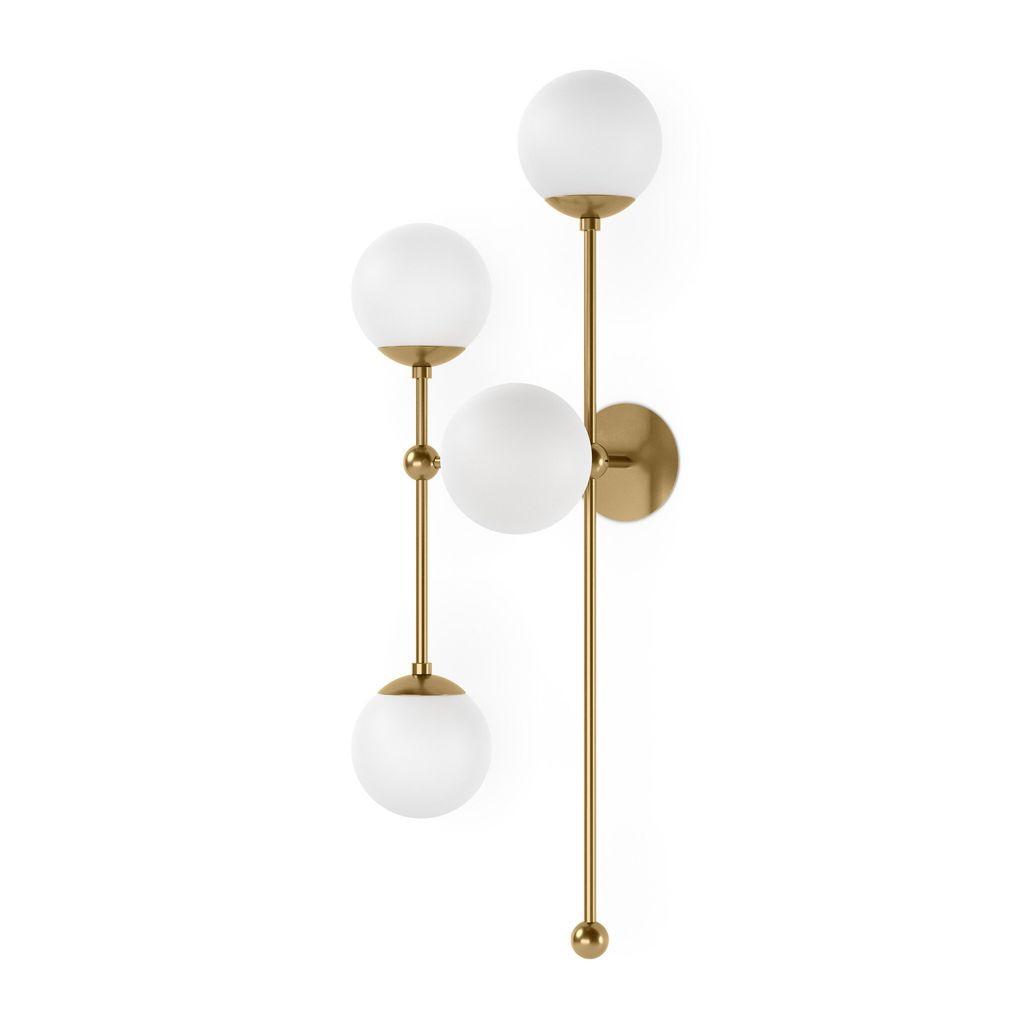 Armstrong 4 L Sconce, Burnished Brass And Opal Matte Glass Style