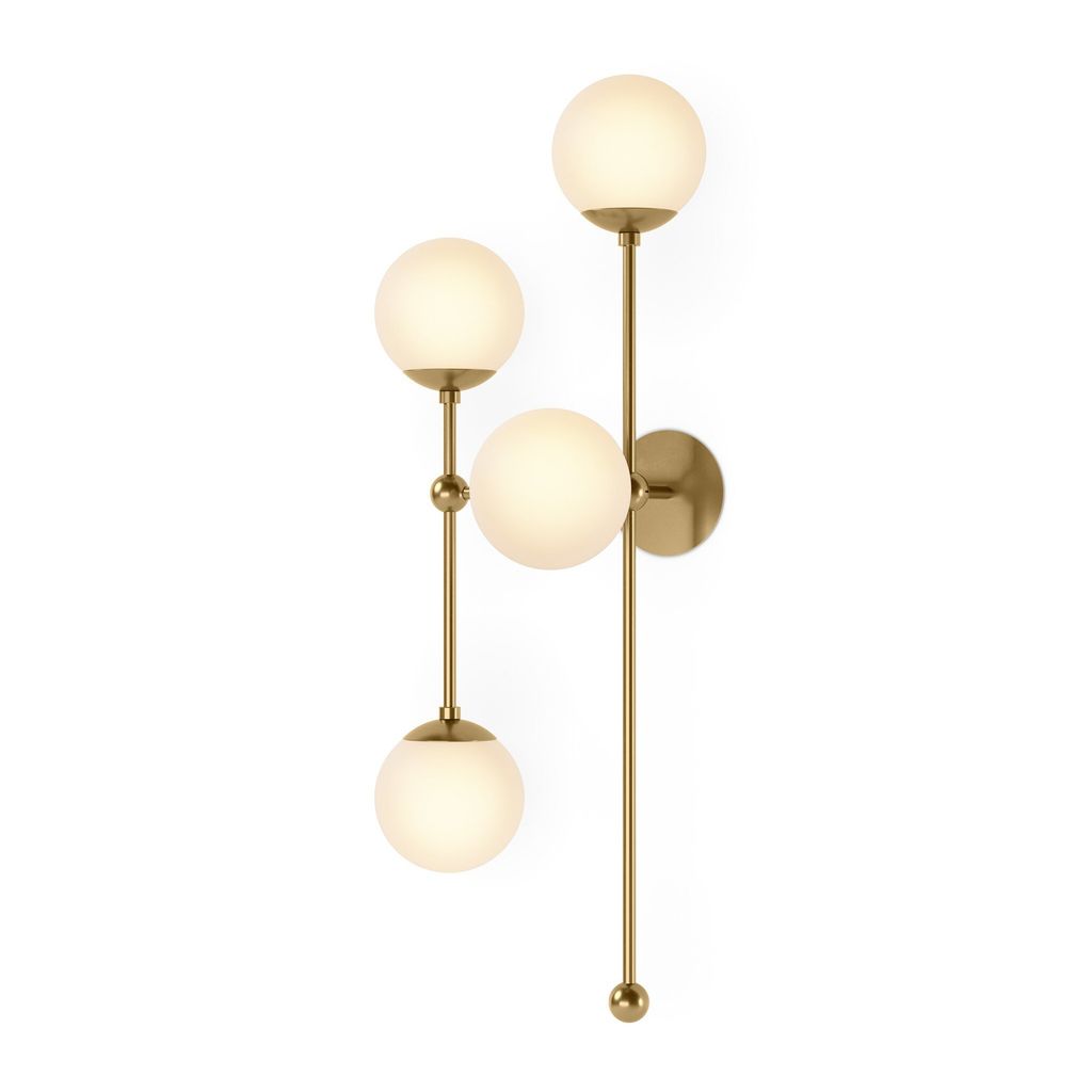 Armstrong 4 L Sconce, Burnished Brass And Opal Matte Glass Style