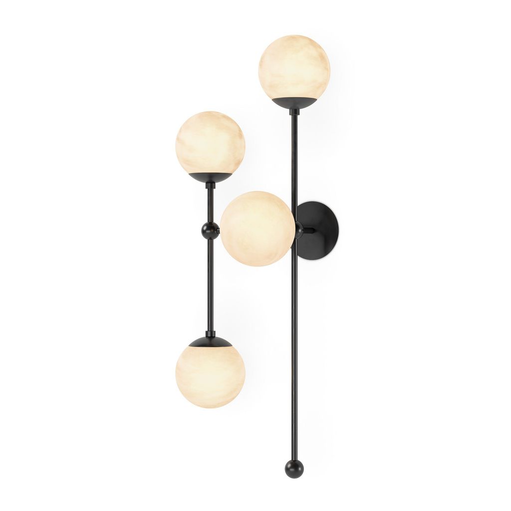 Armstrong 4 L Sconce, Black Gunmetal And Marbled Matte Glass Style