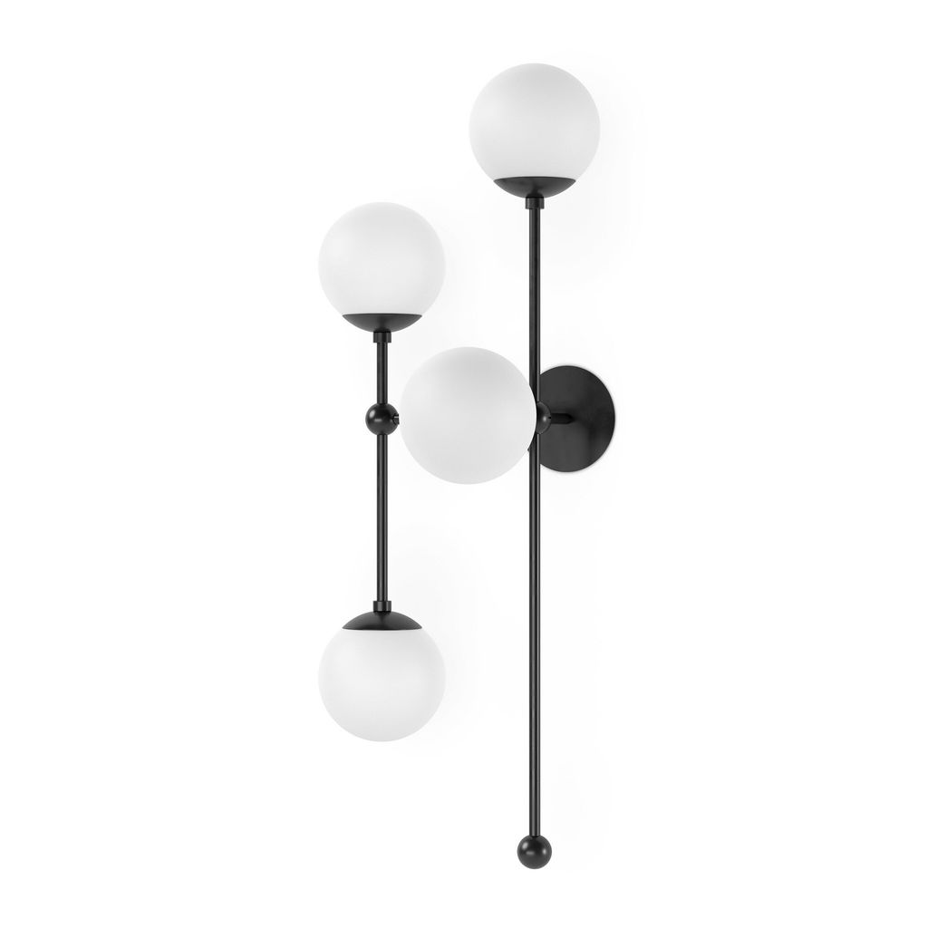 Armstrong 4 L Sconce, Black Gunmetal And Opal Matte Glass Style